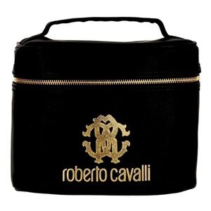Roberto Cavalli New Black vanity bag 
Printed Logo Cosmetic Case good for travel